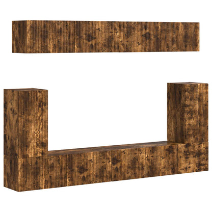 TV Cabinet Set Wall-mounted 5 pcs Smoked Oak Engineered Wood