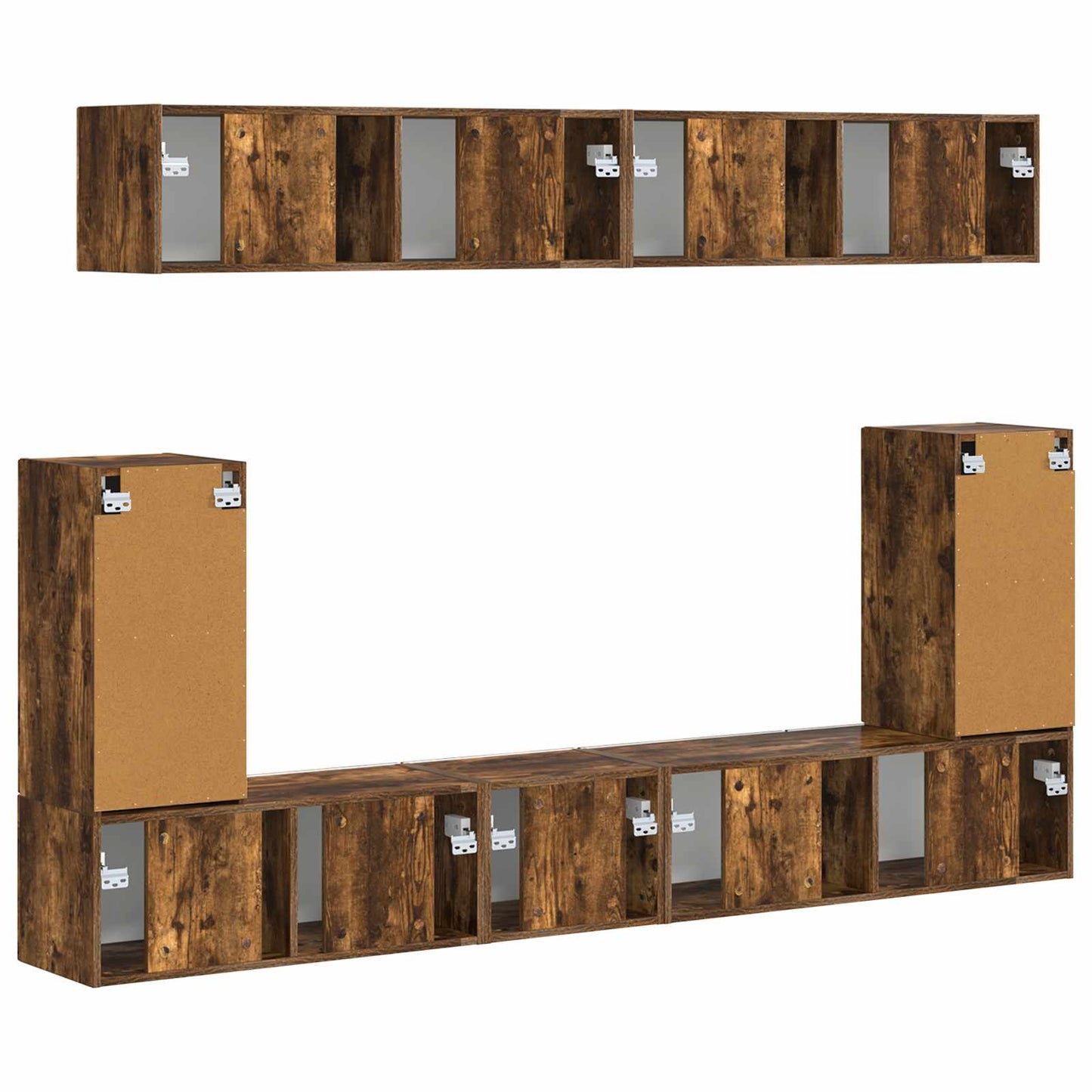 TV Cabinet Set Wall-mounted 5 pcs Smoked Oak Engineered Wood