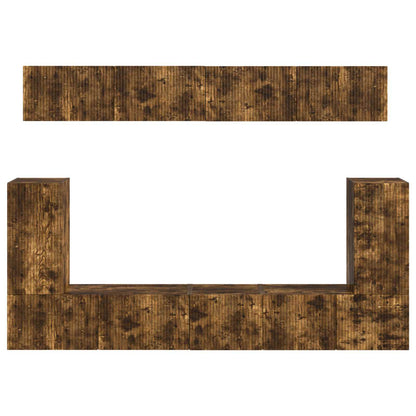TV Cabinet Set Wall-mounted 5 pcs Smoked Oak Engineered Wood