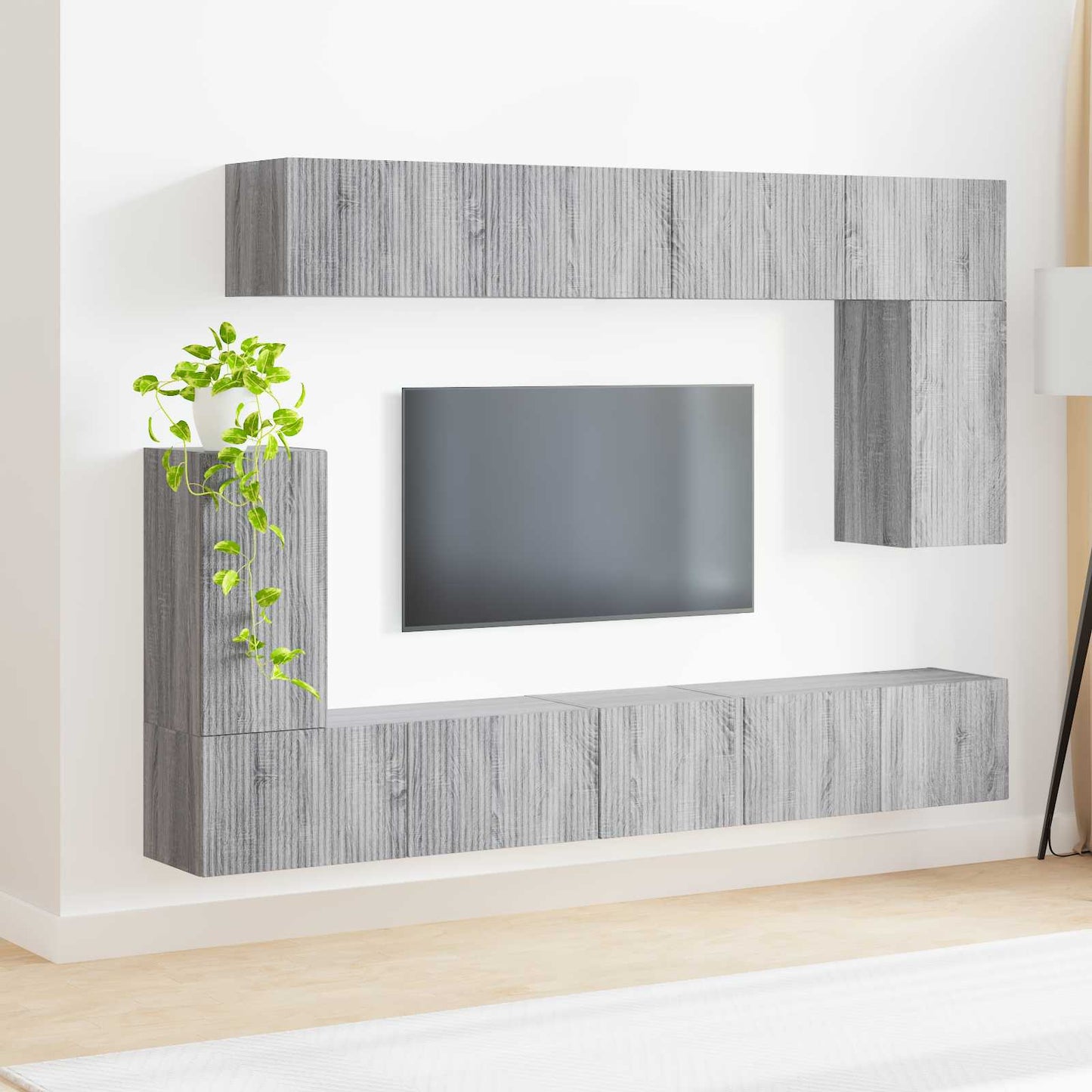 TV Cabinet Set Wall-mounted 5 pcs Grey Sonoma Engineered Wood