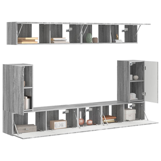 TV Cabinet Set Wall-mounted 5 pcs Grey Sonoma Engineered Wood