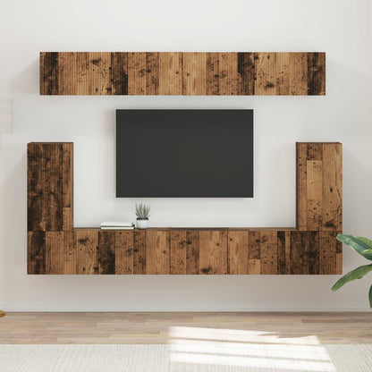 TV Cabinet Set Wall-mounted 5 pcs Old Wood Engineered Wood
