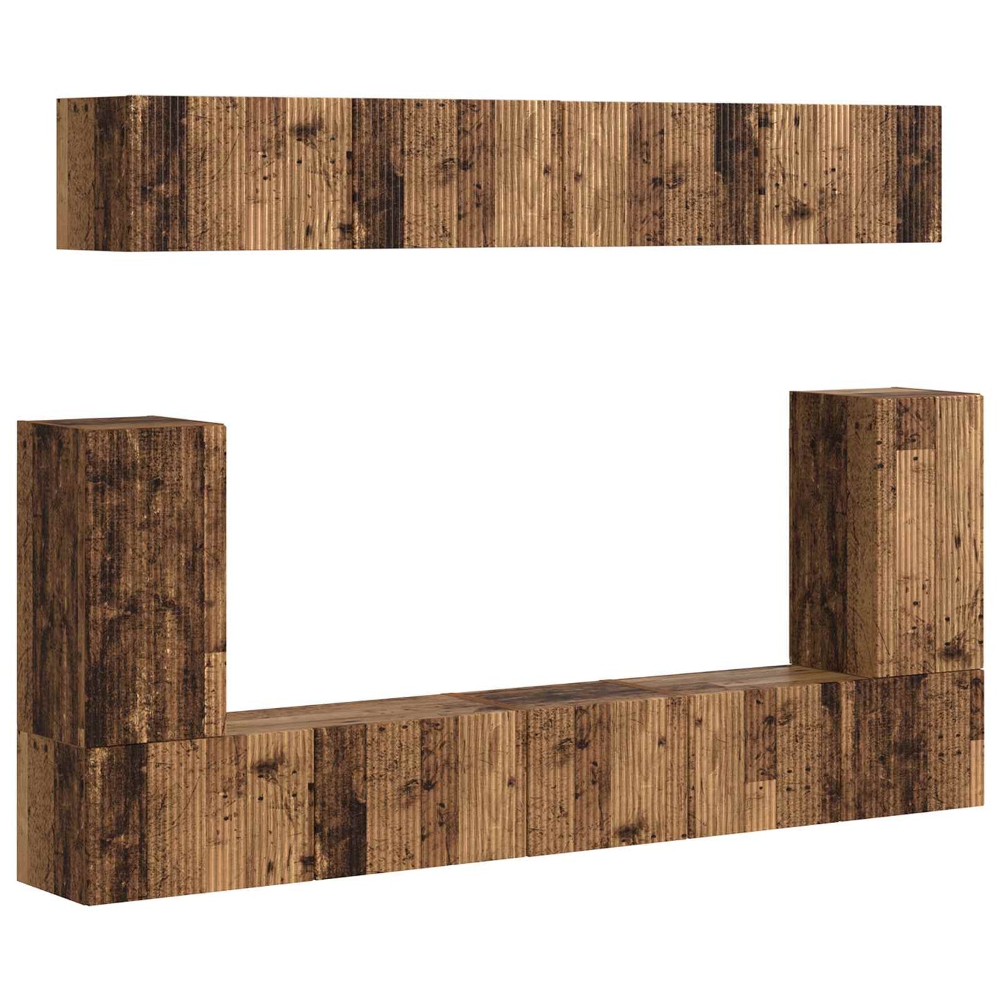 TV Cabinet Set Wall-mounted 5 pcs Old Wood Engineered Wood