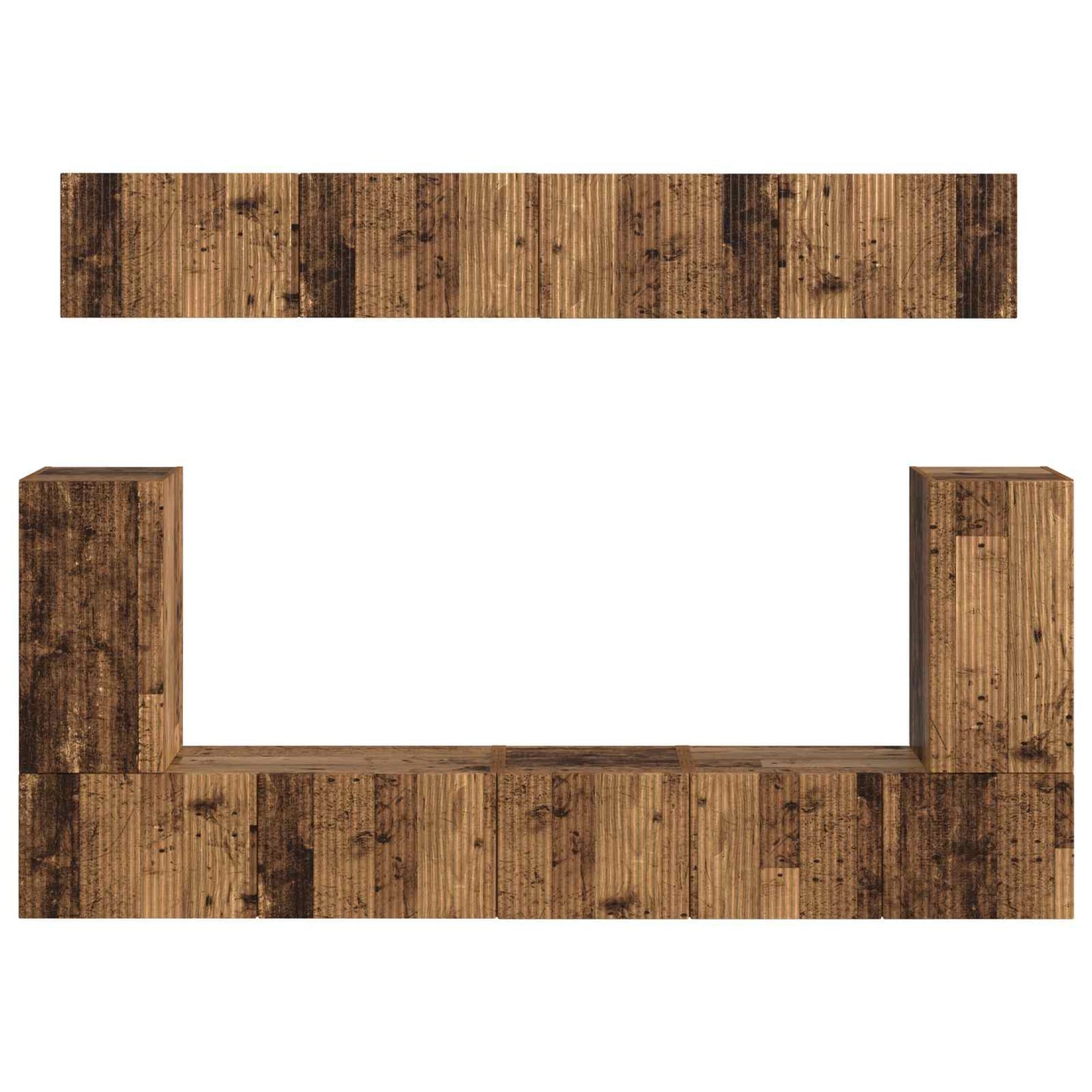 TV Cabinet Set Wall-mounted 5 pcs Old Wood Engineered Wood