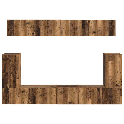 TV Cabinet Set Wall-mounted 5 pcs Old Wood Engineered Wood