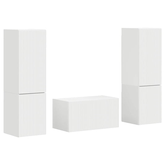TV Cabinet Set 5 pcs White Engineered Wood