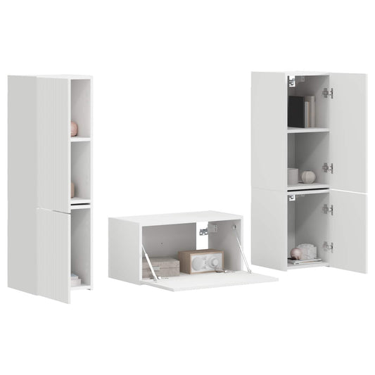 TV Cabinet Set 5 pcs White Engineered Wood
