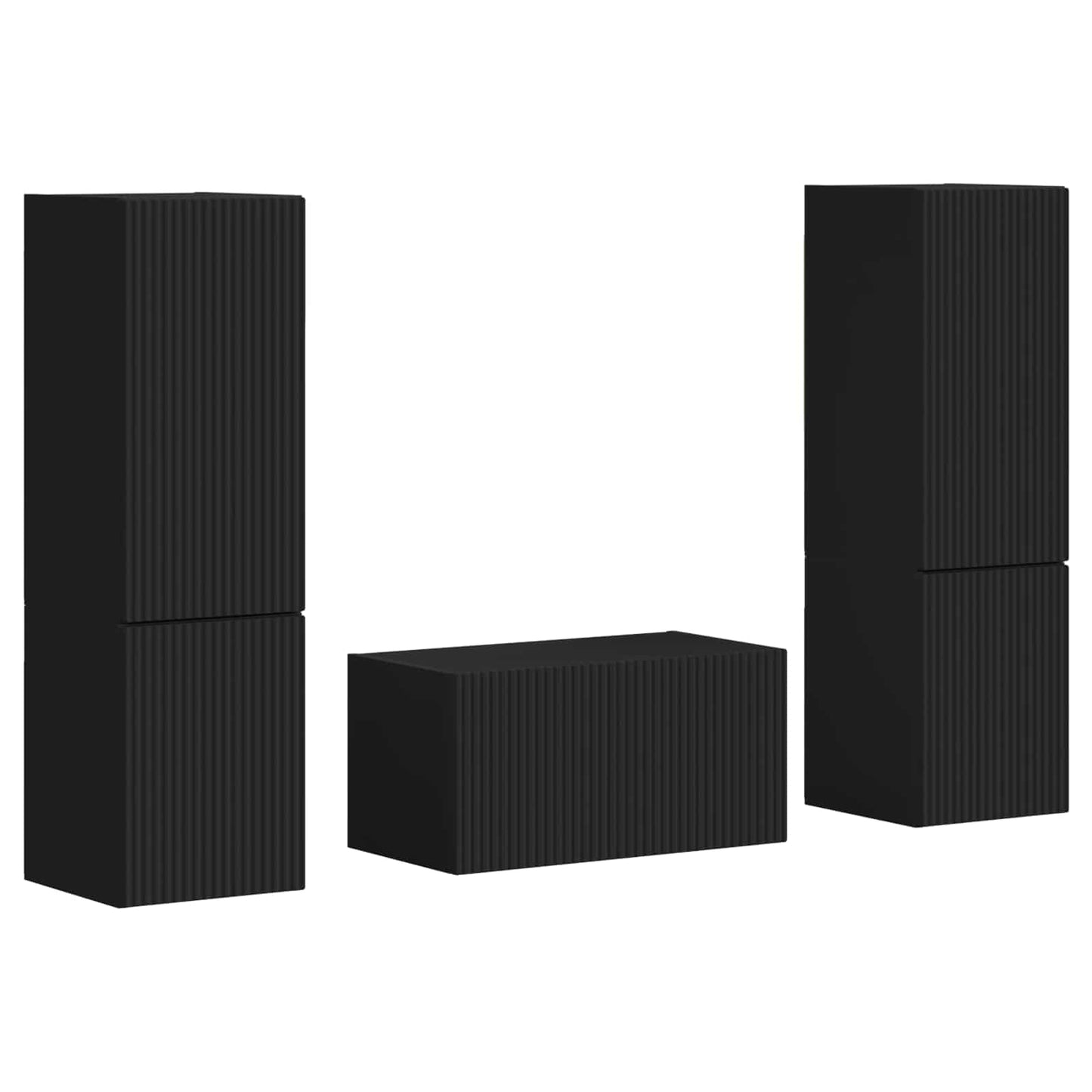 TV Cabinet Set 5 pcs Black Engineered Wood