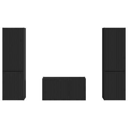 TV Cabinet Set 5 pcs Black Engineered Wood