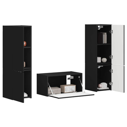 TV Cabinet Set 5 pcs Black Engineered Wood