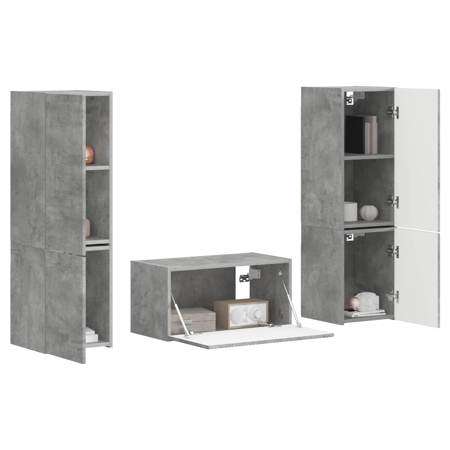 TV Cabinet Set 5 pcs Concrete Grey Engineered Wood