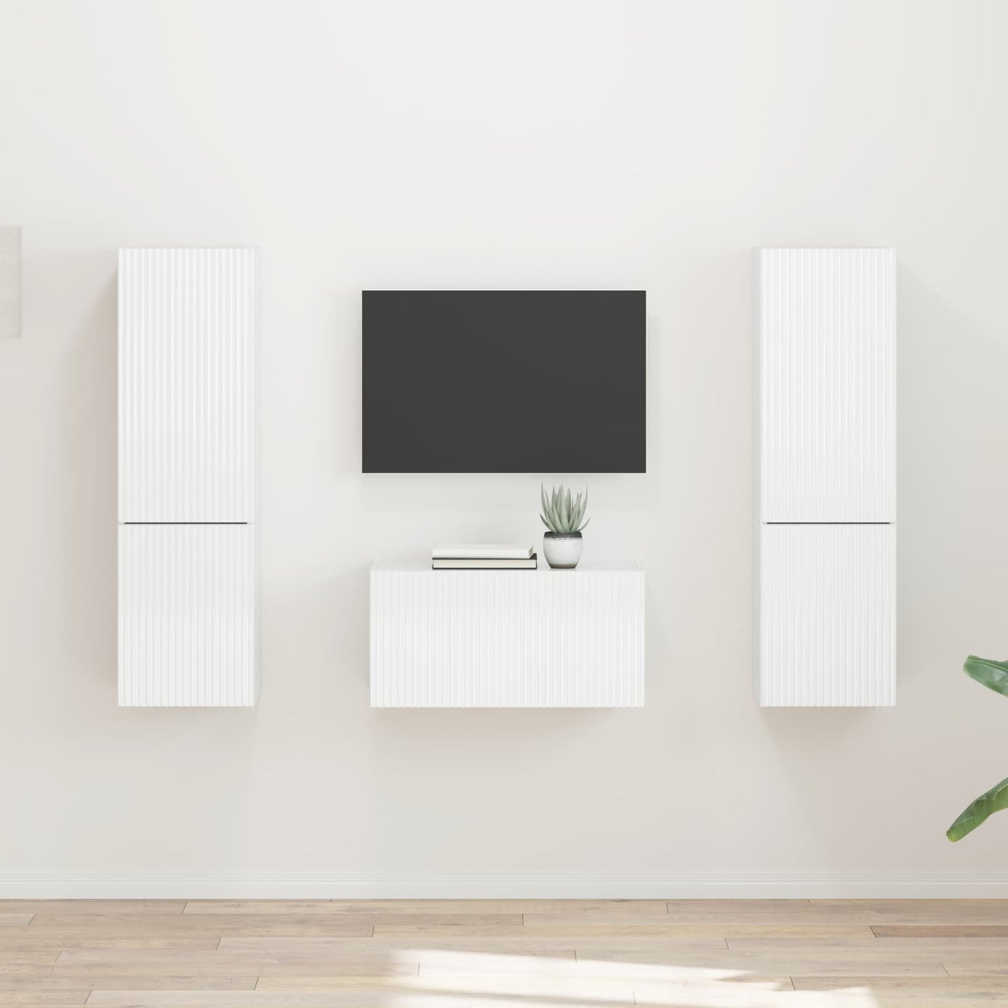 TV Cabinet Set 5 pcs High Gloss White Engineered Wood