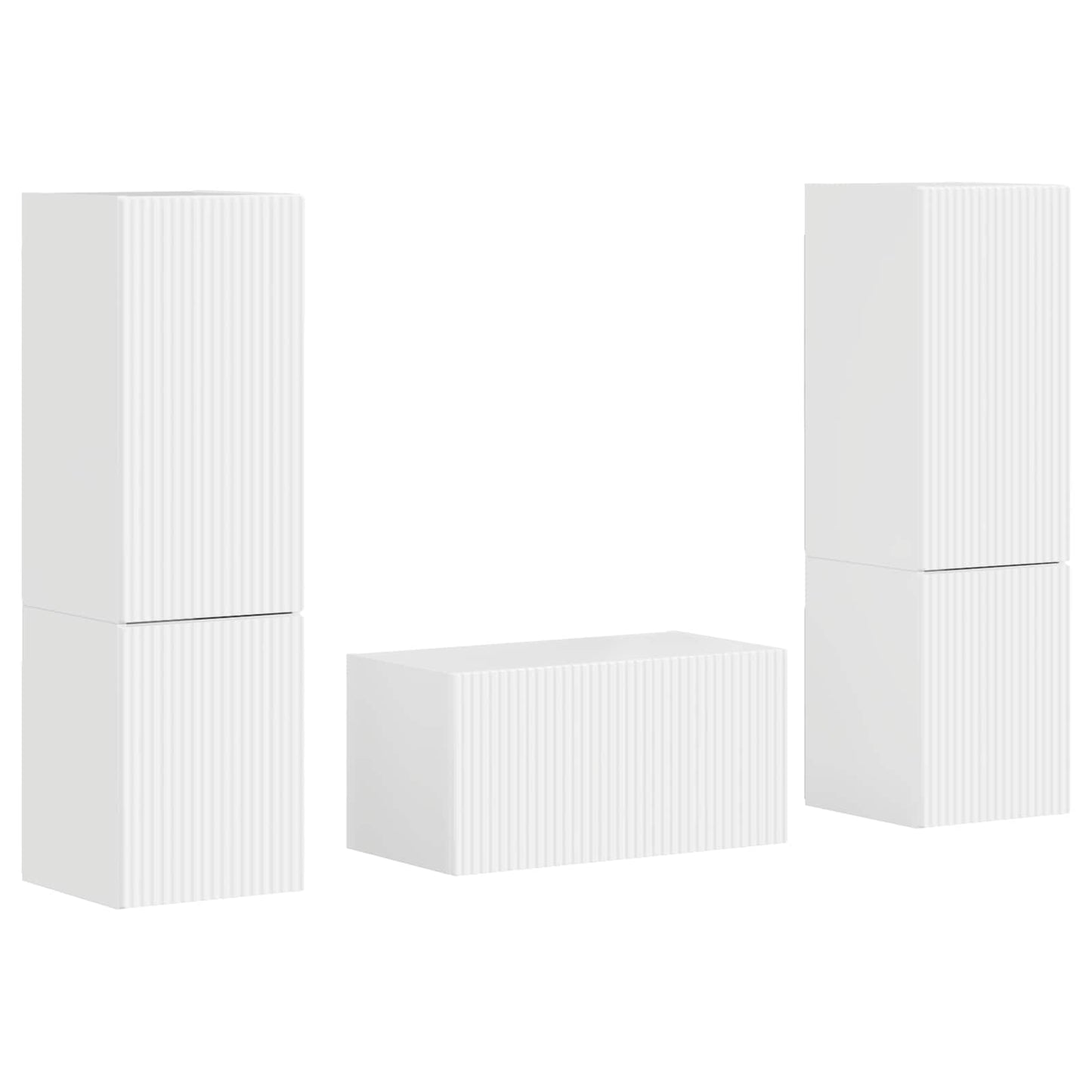 TV Cabinet Set 5 pcs High Gloss White Engineered Wood