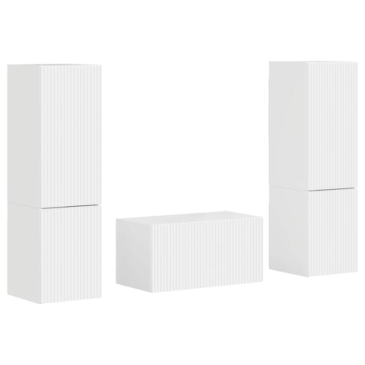 TV Cabinet Set 5 pcs High Gloss White Engineered Wood
