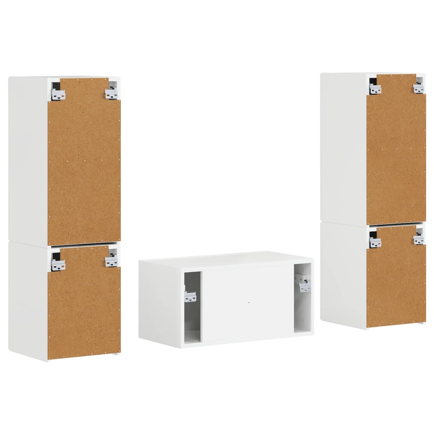 TV Cabinet Set 5 pcs High Gloss White Engineered Wood