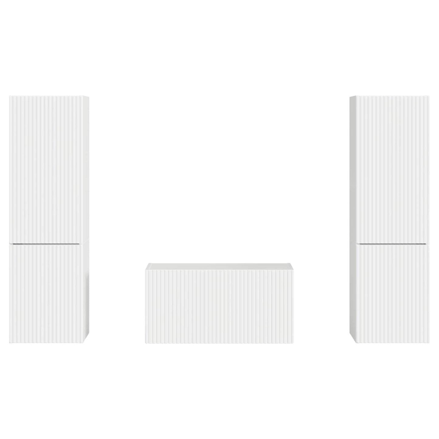 TV Cabinet Set 5 pcs High Gloss White Engineered Wood