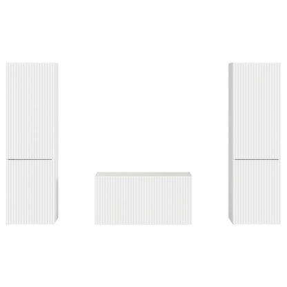 TV Cabinet Set 5 pcs High Gloss White Engineered Wood