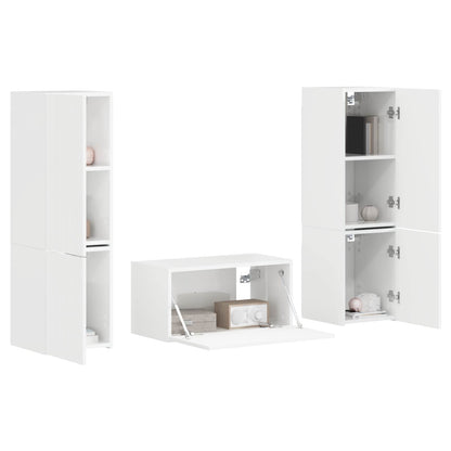 TV Cabinet Set 5 pcs High Gloss White Engineered Wood