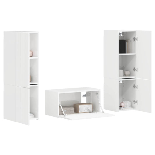 TV Cabinet Set 5 pcs High Gloss White Engineered Wood