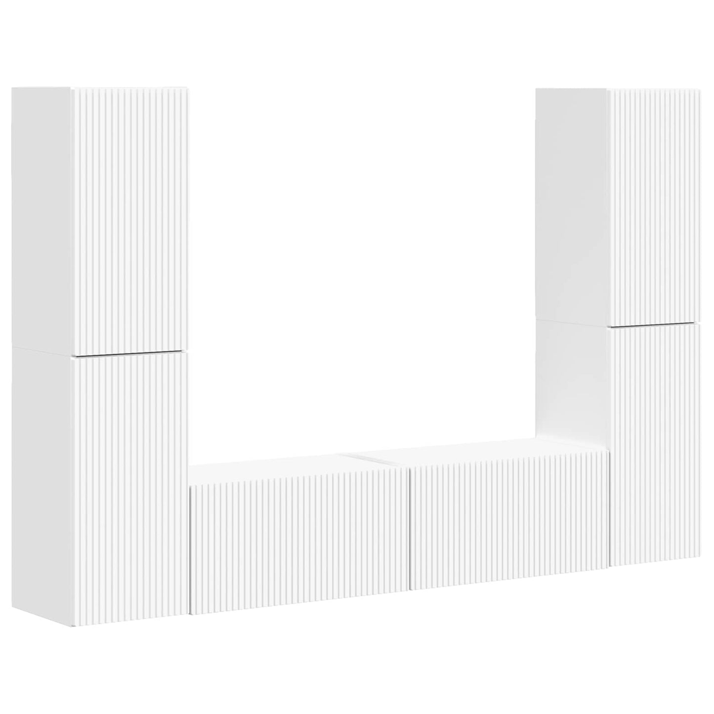 TV Cabinet Set 6 pcs White Engineered Wood