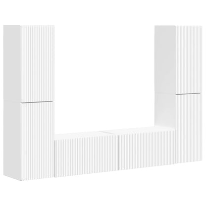 TV Cabinet Set 6 pcs White Engineered Wood