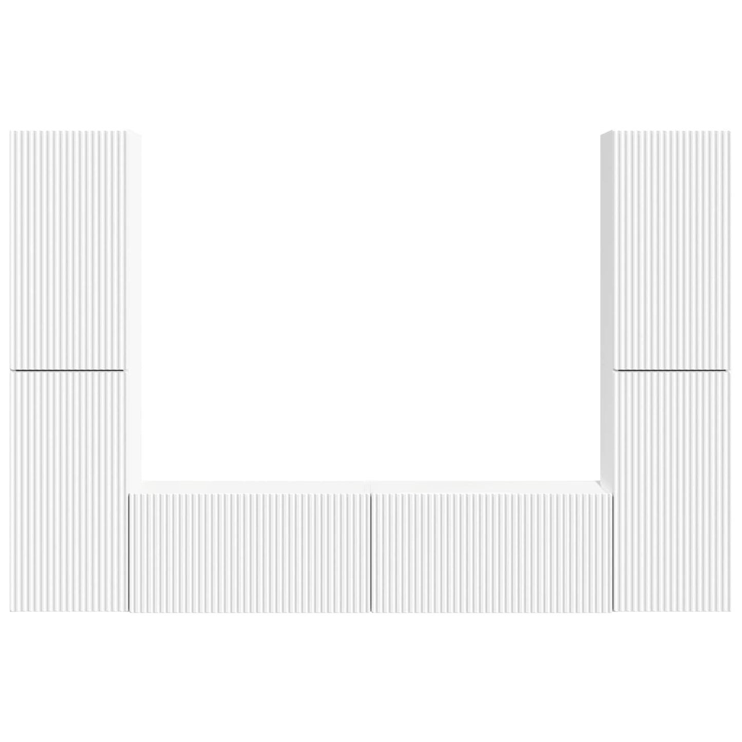 TV Cabinet Set 6 pcs White Engineered Wood