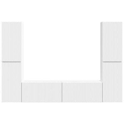 TV Cabinet Set 6 pcs White Engineered Wood