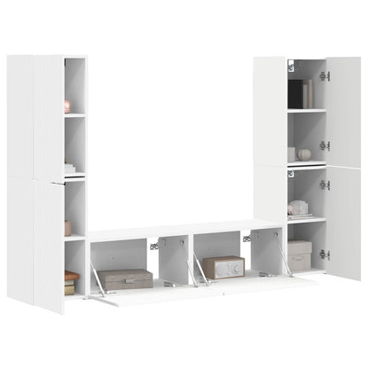 TV Cabinet Set 6 pcs White Engineered Wood
