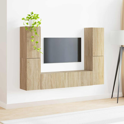 TV Cabinet Set 6 pcs Sonoma Oak Engineered Wood