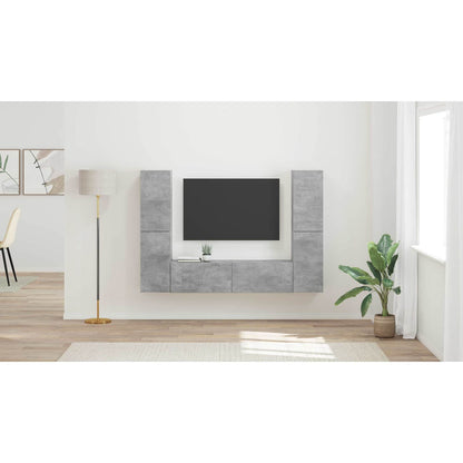 TV Cabinet Set 6 pcs Concrete Grey Engineered Wood