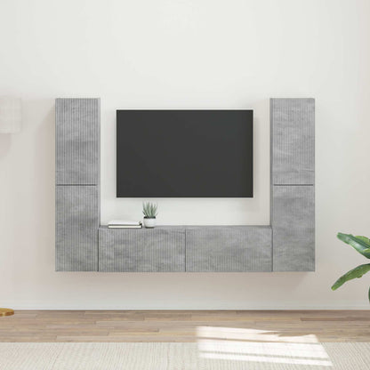 TV Cabinet Set 6 pcs Concrete Grey Engineered Wood