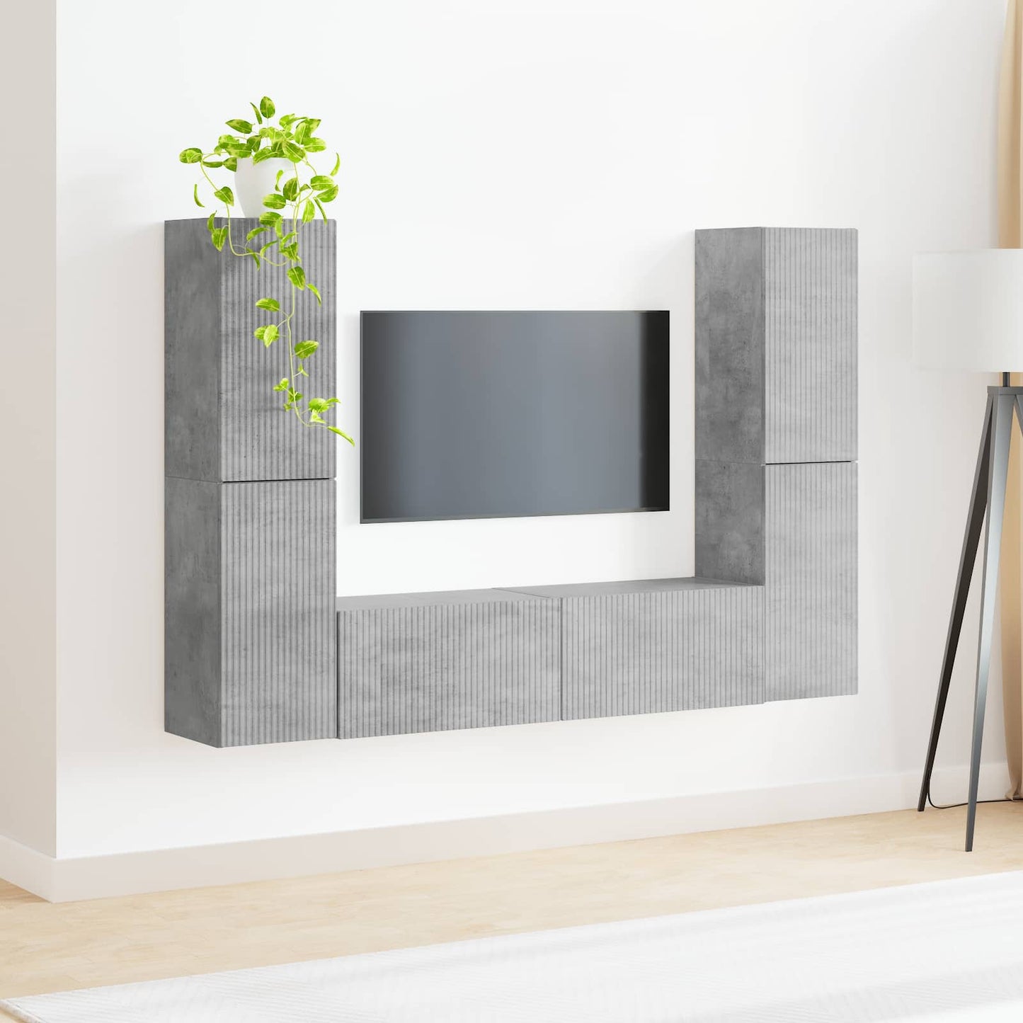 TV Cabinet Set 6 pcs Concrete Grey Engineered Wood