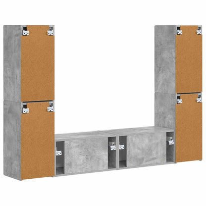 TV Cabinet Set 6 pcs Concrete Grey Engineered Wood