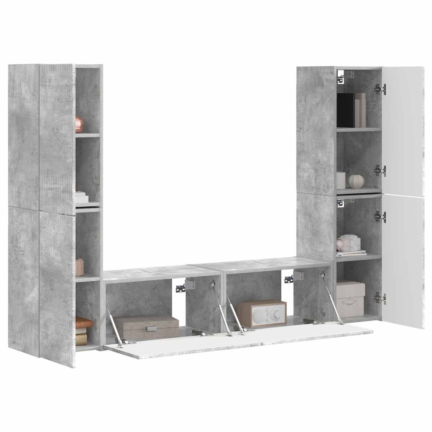 TV Cabinet Set 6 pcs Concrete Grey Engineered Wood