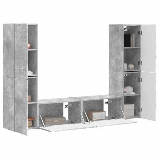 TV Cabinet Set 6 pcs Concrete Grey Engineered Wood