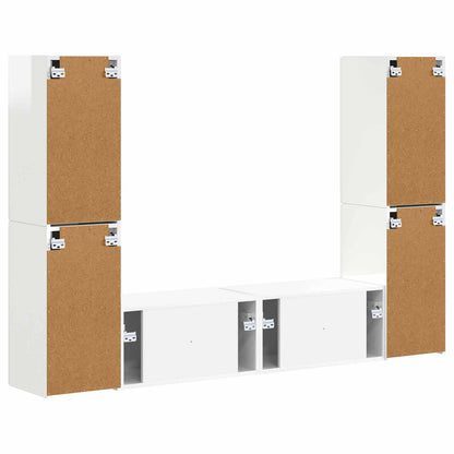 TV Cabinet Set 6 pcs High Gloss White Engineered Wood