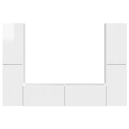 TV Cabinet Set 6 pcs High Gloss White Engineered Wood