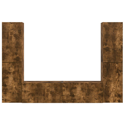 TV Cabinet Set 6 pcs Smoked Oak Engineered Wood