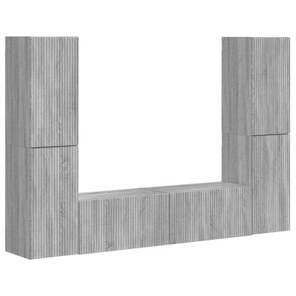 TV Cabinet Set 6 pcs Grey Sonoma Engineered Wood