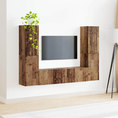 TV Cabinet Set 6 pcs Old Wood Engineered Wood