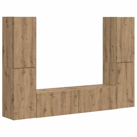 TV Cabinet Set 6 pcs Artisan Oak Engineered Wood