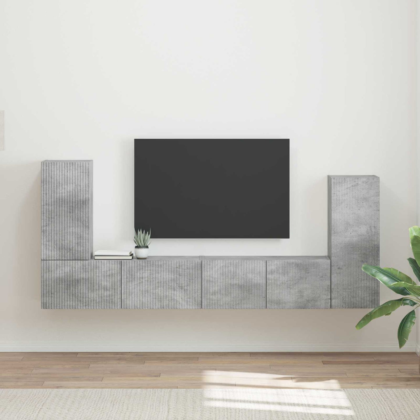 TV Cabinet Set 4 pcs Concrete Grey Engineered Wood