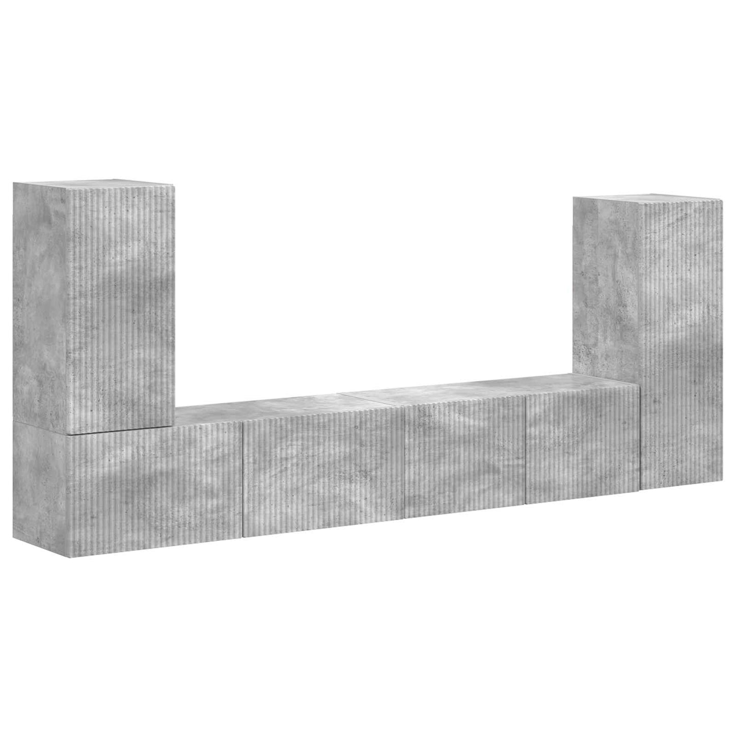 TV Cabinet Set 4 pcs Concrete Grey Engineered Wood