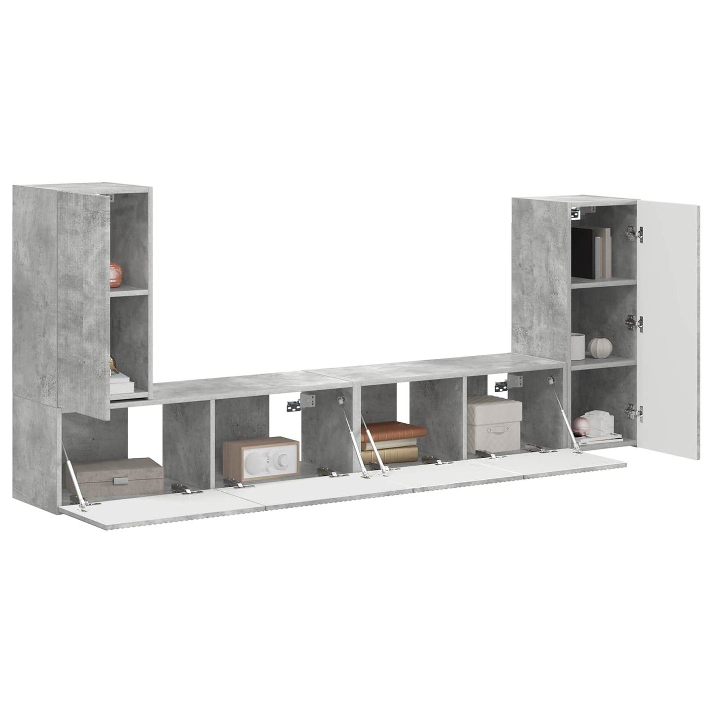 TV Cabinet Set 4 pcs Concrete Grey Engineered Wood
