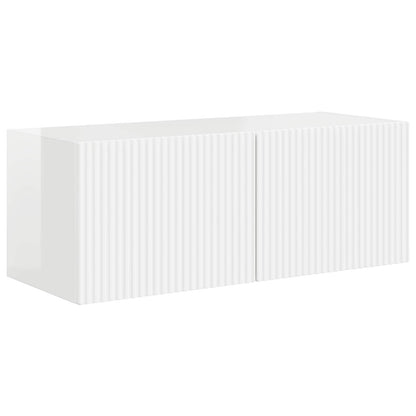 TV Cabinet Set 4 pcs High Gloss White Engineered Wood