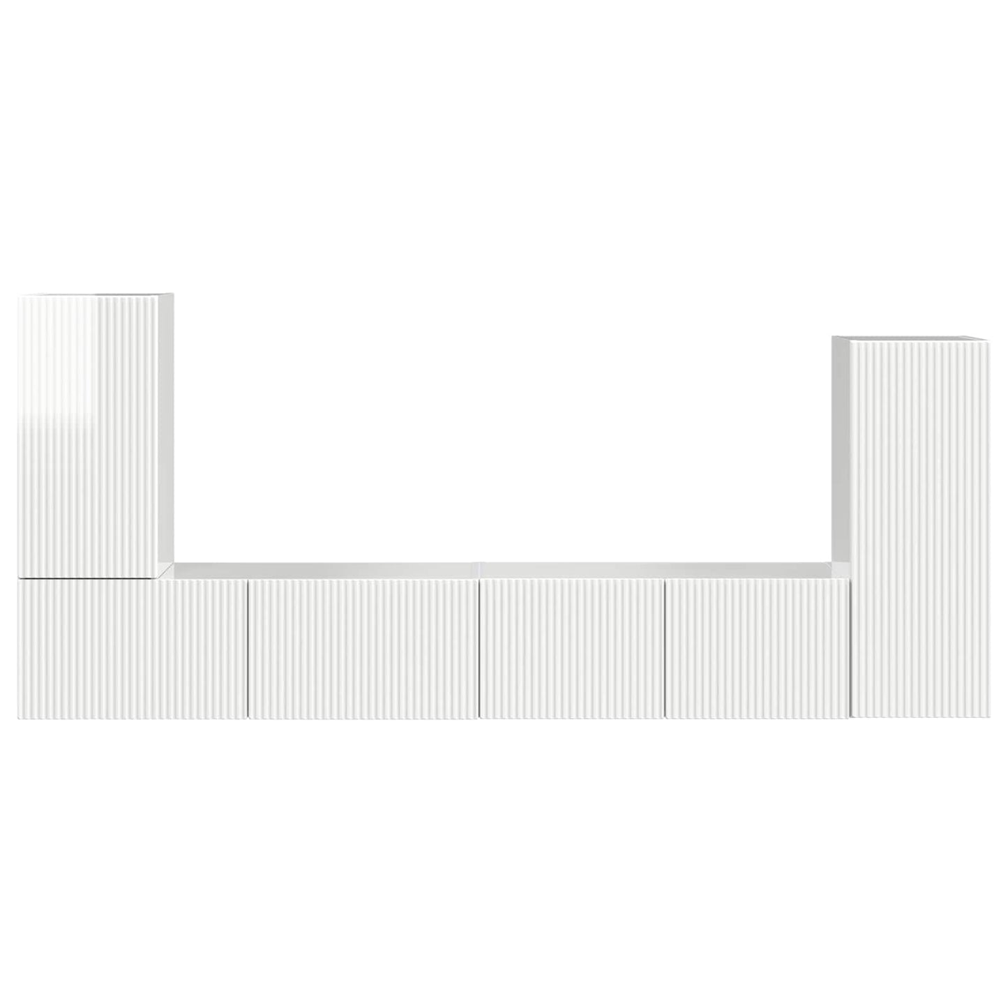 TV Cabinet Set 4 pcs High Gloss White Engineered Wood