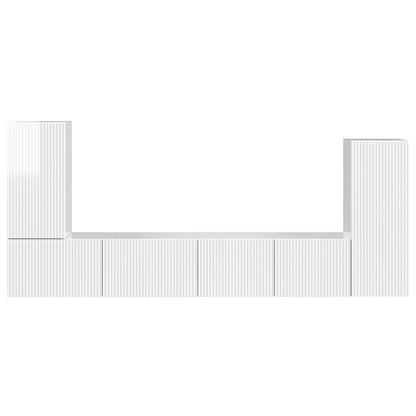 TV Cabinet Set 4 pcs High Gloss White Engineered Wood