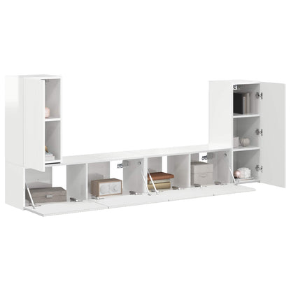 TV Cabinet Set 4 pcs High Gloss White Engineered Wood