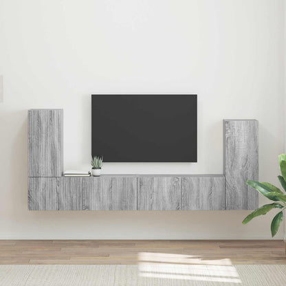 TV Cabinet Set 4 pcs Grey Sonoma Engineered Wood