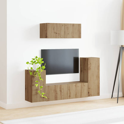 TV Cabinet Set 4 pcs Artisan Oak Engineered Wood